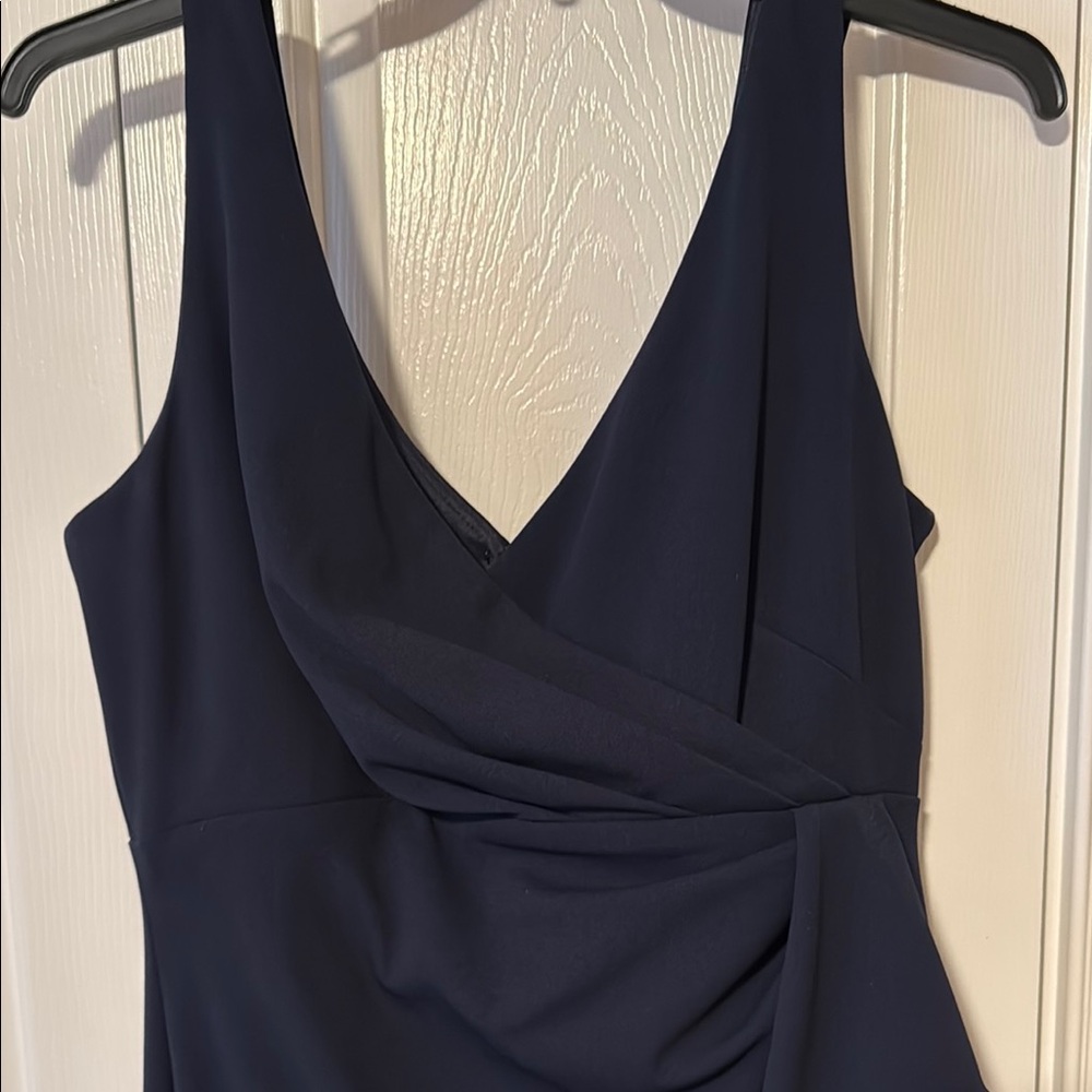 Elegant Navy High Low Women's Dress - Picture 3 of 7